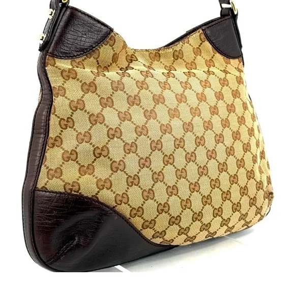 GUCCI Brown GG Sherri Horsebit Line Monogram Shoulder Tote Bag EUC - Picture 3 of 12